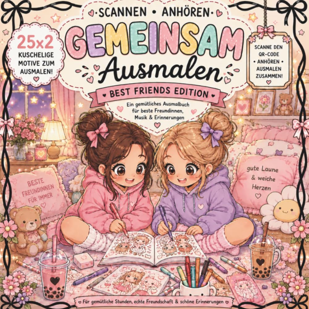 Scannen Anhören gemeinsam Ausmalen Beste Freundinnen Edition: Ein gemütliches Ausmalbuch für beste Freundinnen, Musik und Erinnerungen