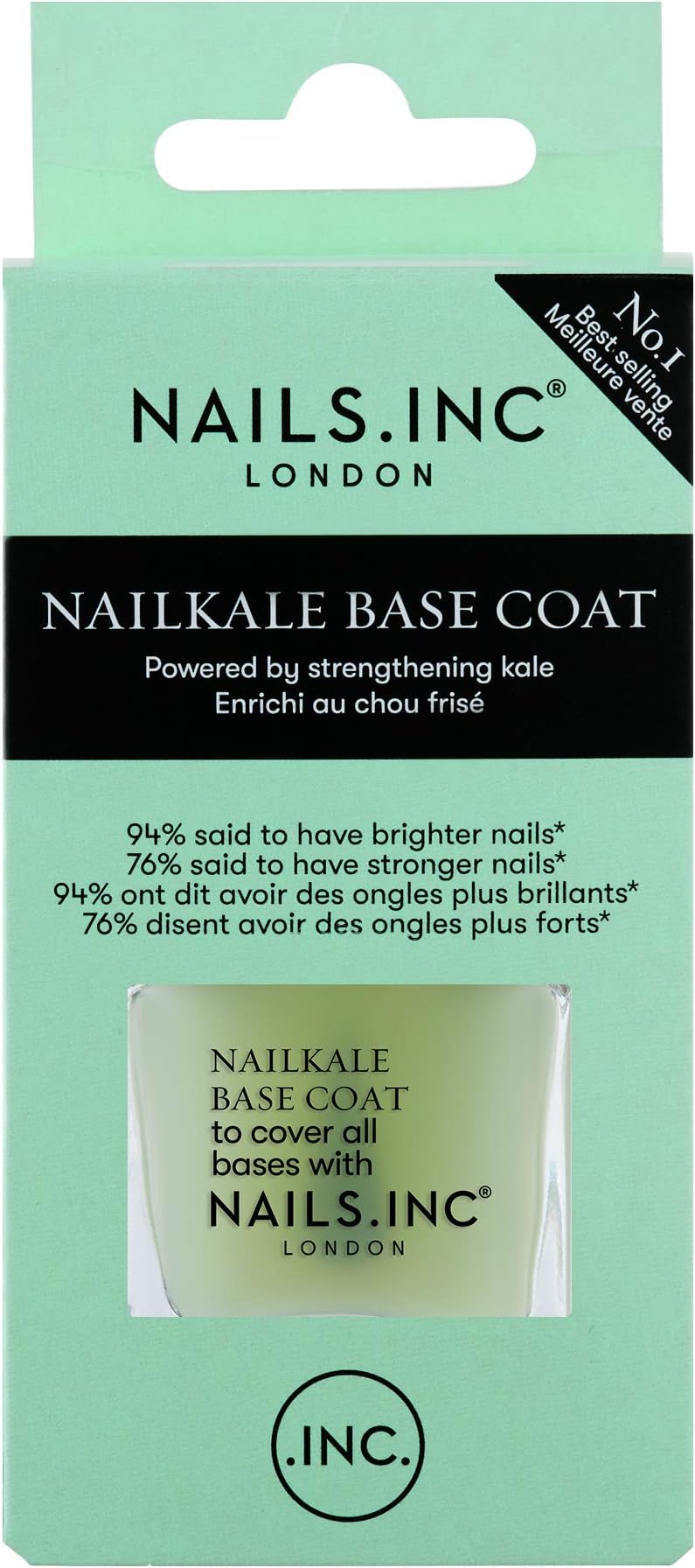 Superfood, NailKale, Kale Extract, Base Coat, Glossy, No Chip, Long Lasting, Quick Dry, Air Dry, Professional Manicures & Pedicures, Fingernails & Toenails, Vegan Nail Polish, 14 ML