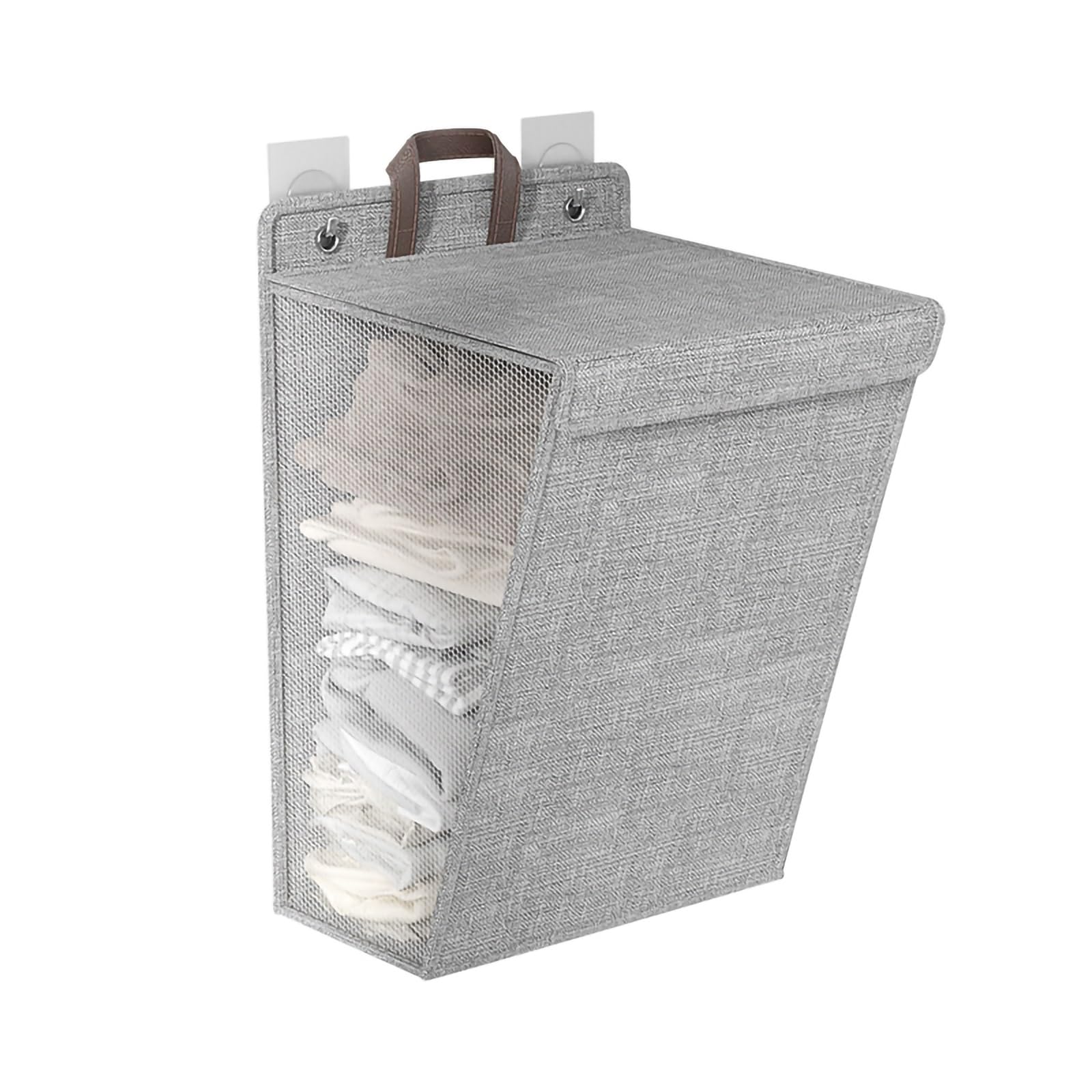 Panier à vêtements sales pliable gris moyen pour l'organisation du linge de maison