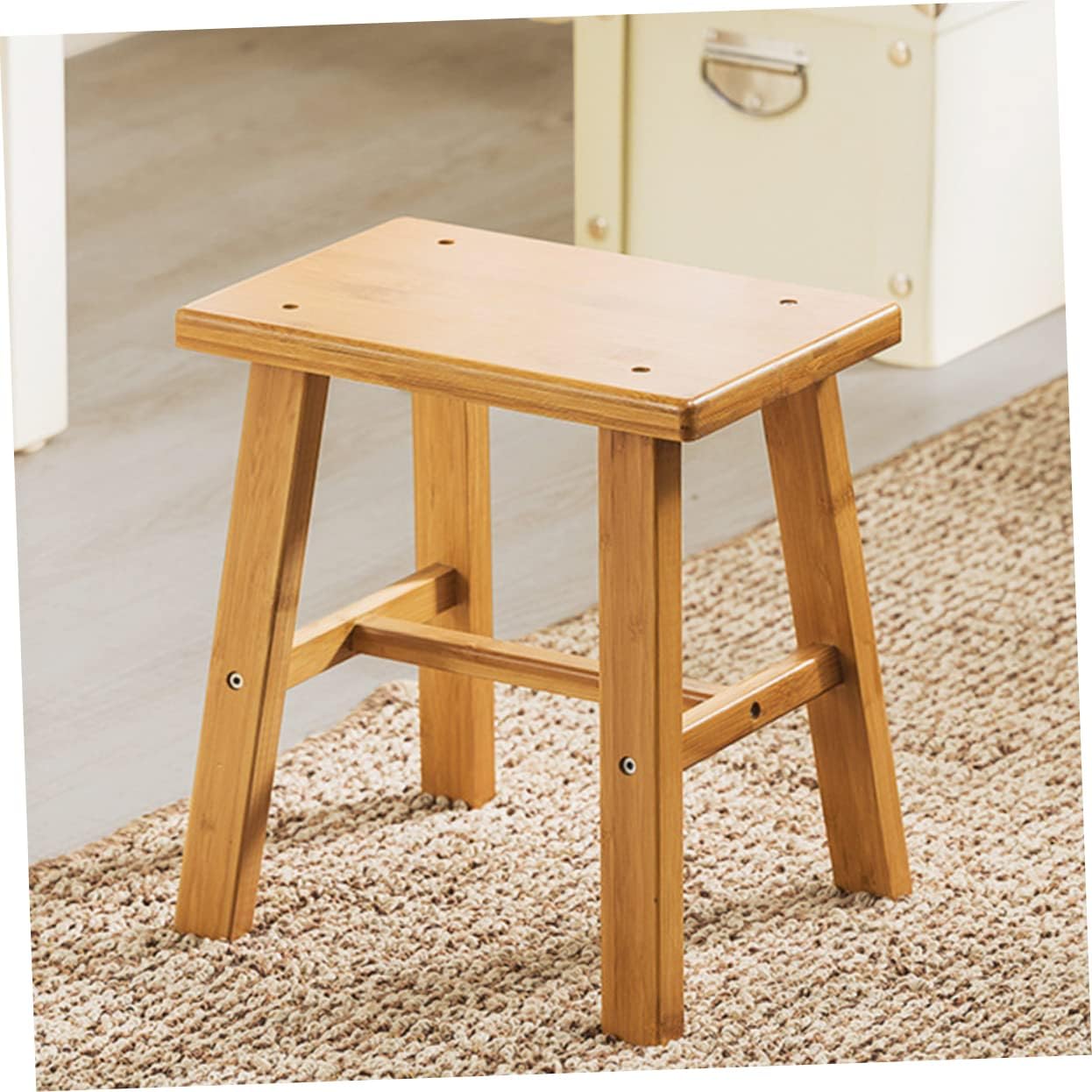 Bamboo Shoe Changing Stool Compact Low Stool for Home Use Non-Slip Design Lightweight and Durable for Adults and Boy Girl
