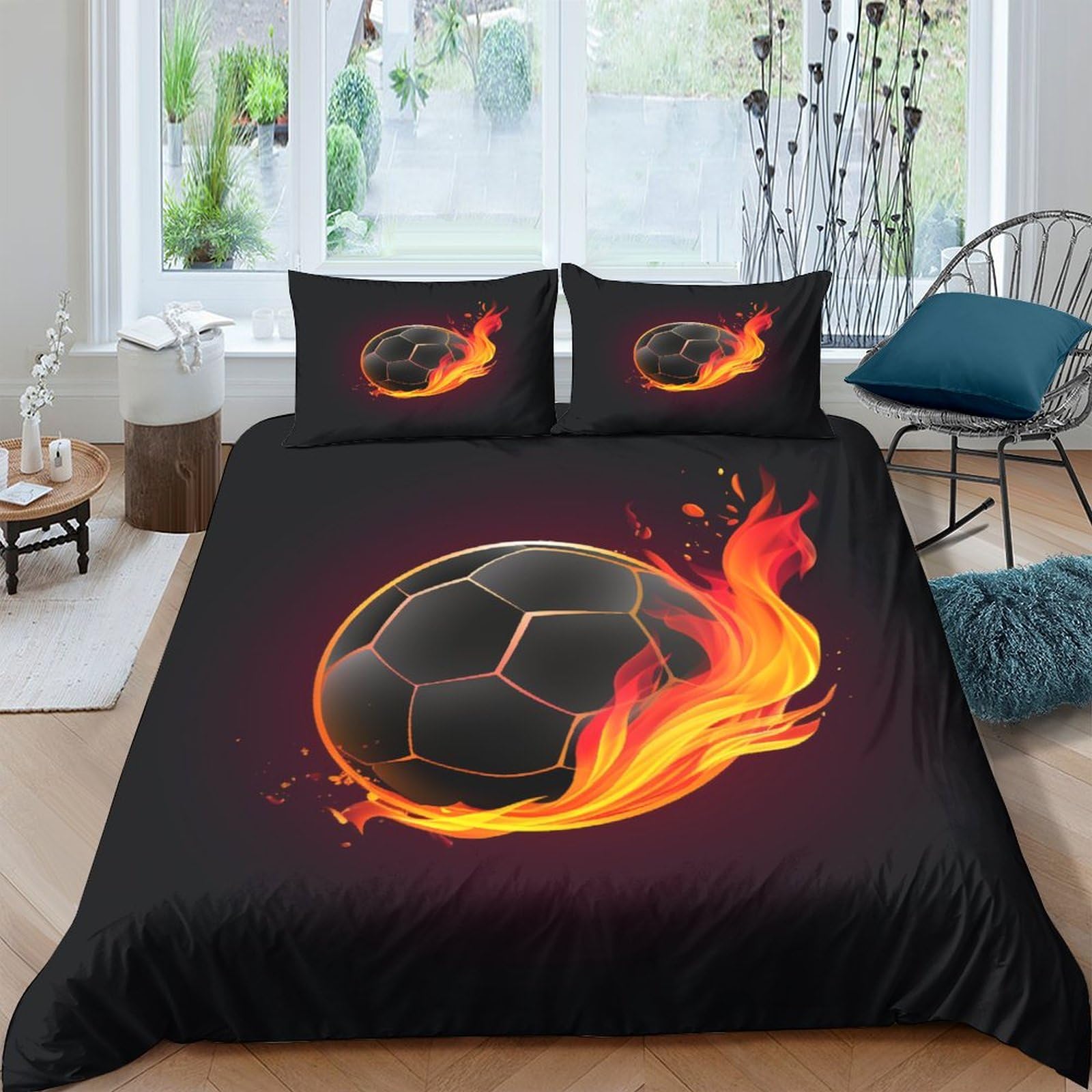 Parure de lit football 3D pour décorer la chambre des enfants et ados