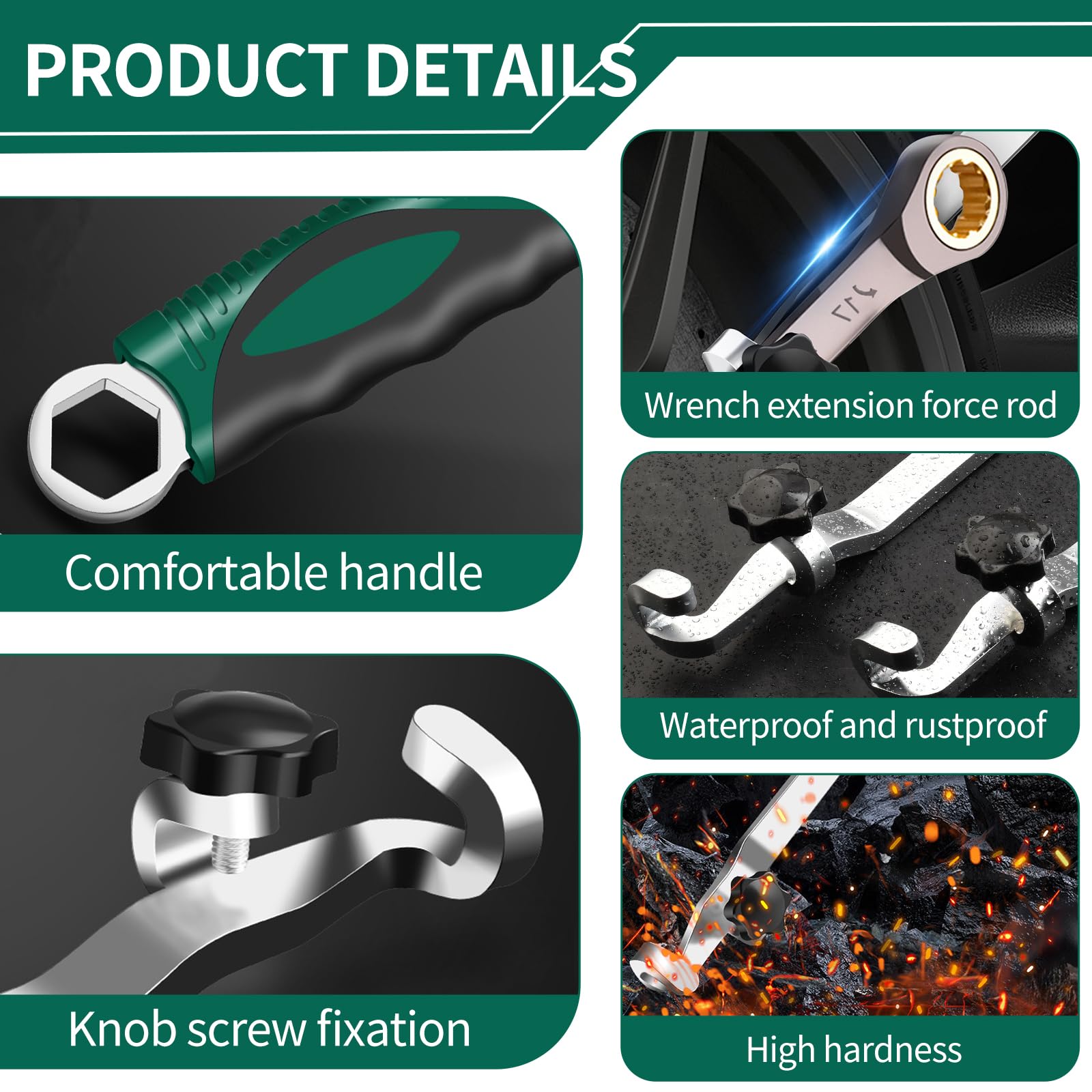 40cm Schraubenschlüssel Verlängerung, Kfz Werkzeug Schlüsselverlängerung Ultra Arbeitssparend Verlängerungsschlüssel Offset Extension Wrench für Autoreparatur und Mechanik