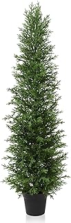 Kazeila 150cm Artificial Plants Outdoor Artificial Cypress Tree,UV Resistant Rated Fake Conifers Trees for Home Garden Front Porch Decor(1Pack)