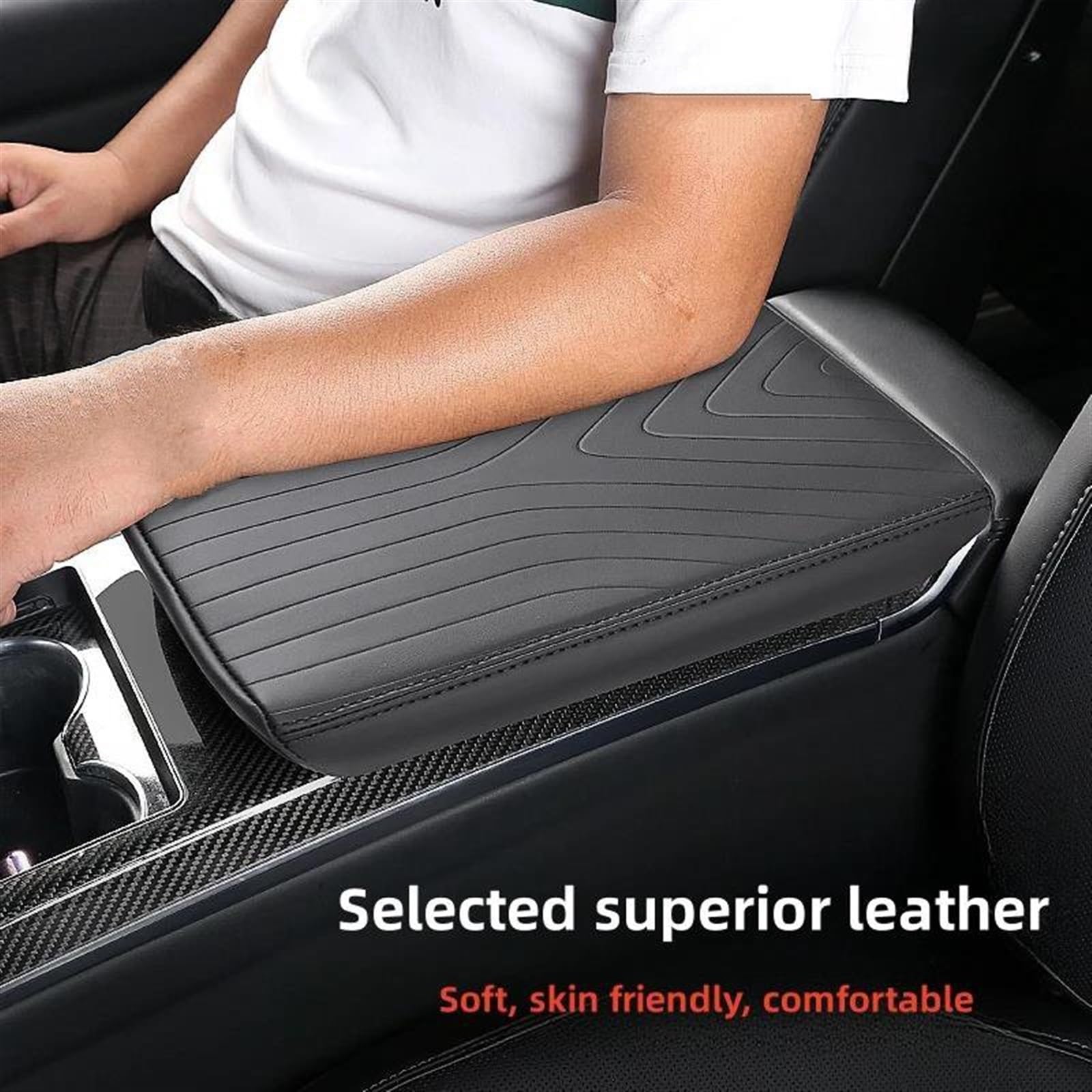 Auto Center Konsole Abdeckung Armlehne Box Leder Pad Zubehör Für Tesla Für Modell X Für S 2023(Bianco)