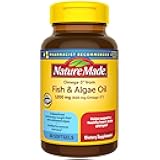 Nature Made Omega 3 Fish Oil and Algae Oil Supplements, 1200mg, Omega 3 Supplement for Heart, Brain and Eyes Support, One Per Day, 60 Softgels