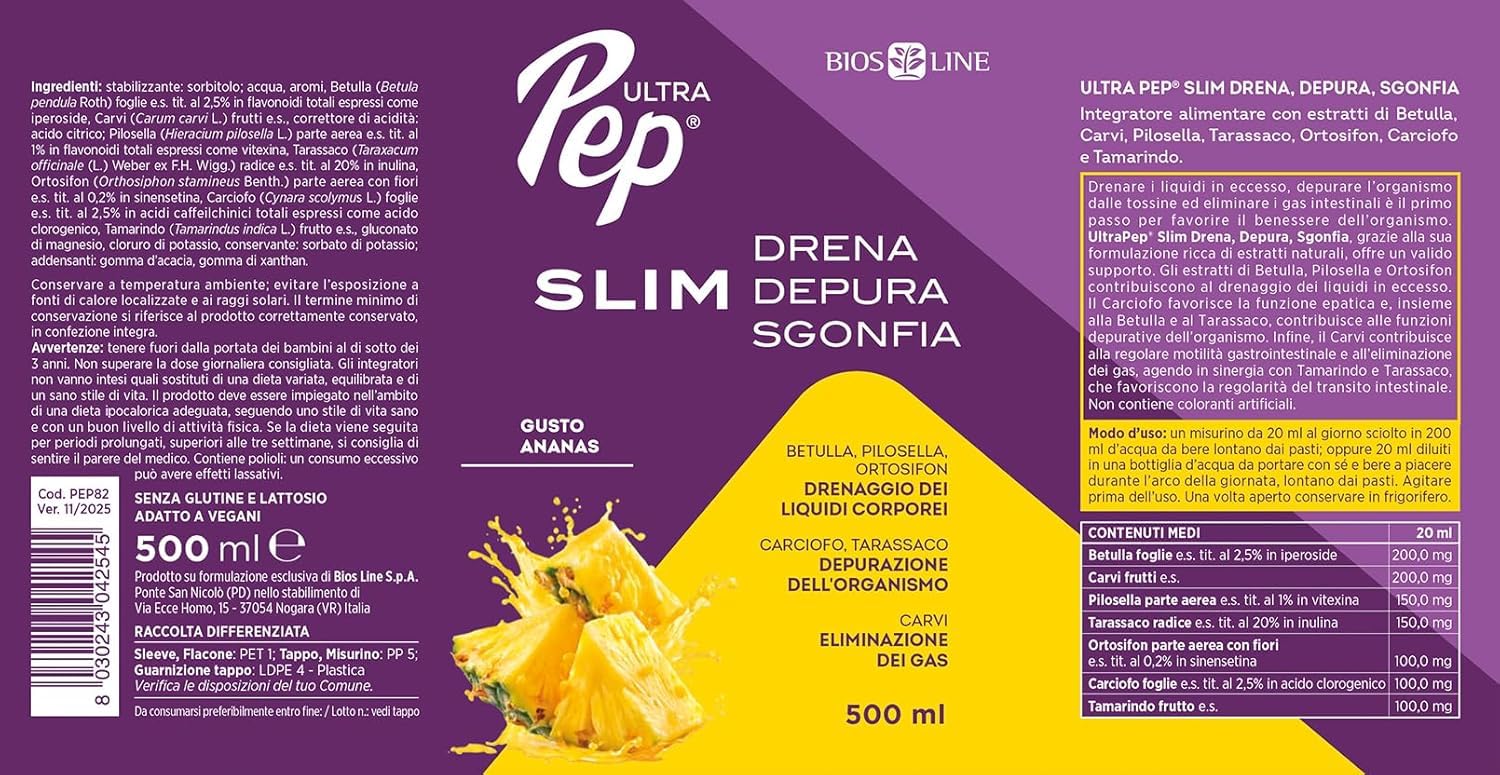 PROMO 2 Confezioni ULTRA PEP SLIM Drena Depura Sgonfia GUSTO ANANAS 500 +500 ml