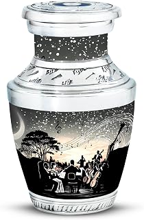 Musician Cremation Urns for Adult Human Ashes, Small Grey Handcrafted Memorial Urn, Adult Urns, Memorial Gifts for Men & Women (3 Inch)