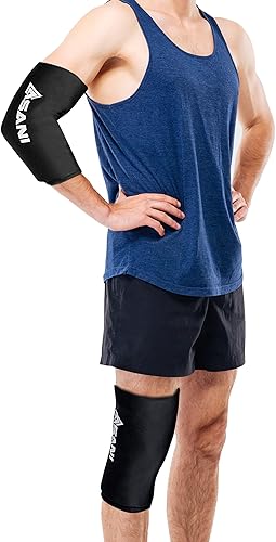 Asani Funda de compresión para bolsa de hielo (mediana) para terapia de calor o frío para lesiones de codo, rodilla, pantorrilla y tobillo, funda