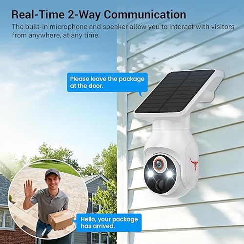 Miniatura 5 de Cámara de seguridad inalámbrica con panel solar, detección humana inteligente con inteligencia artificial, conversación de 2 vías, cámara de