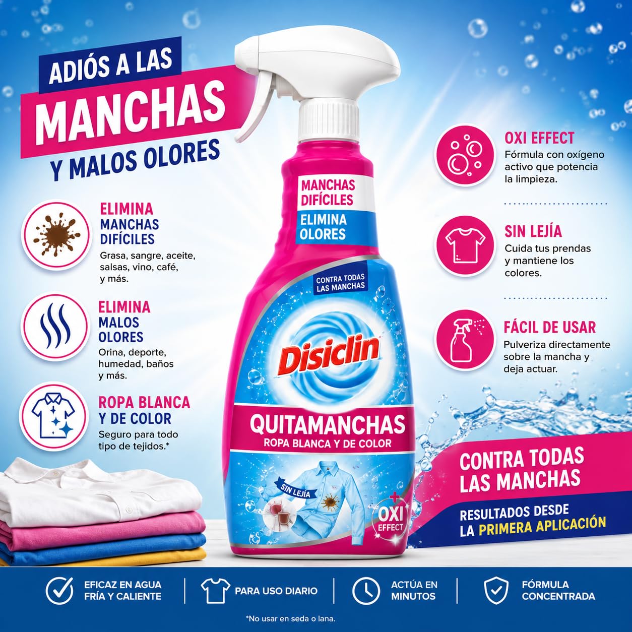 Disclin Limpieza en Spray para Ropa 750ml (PACK 12 UNIDADES) | Rasmacor