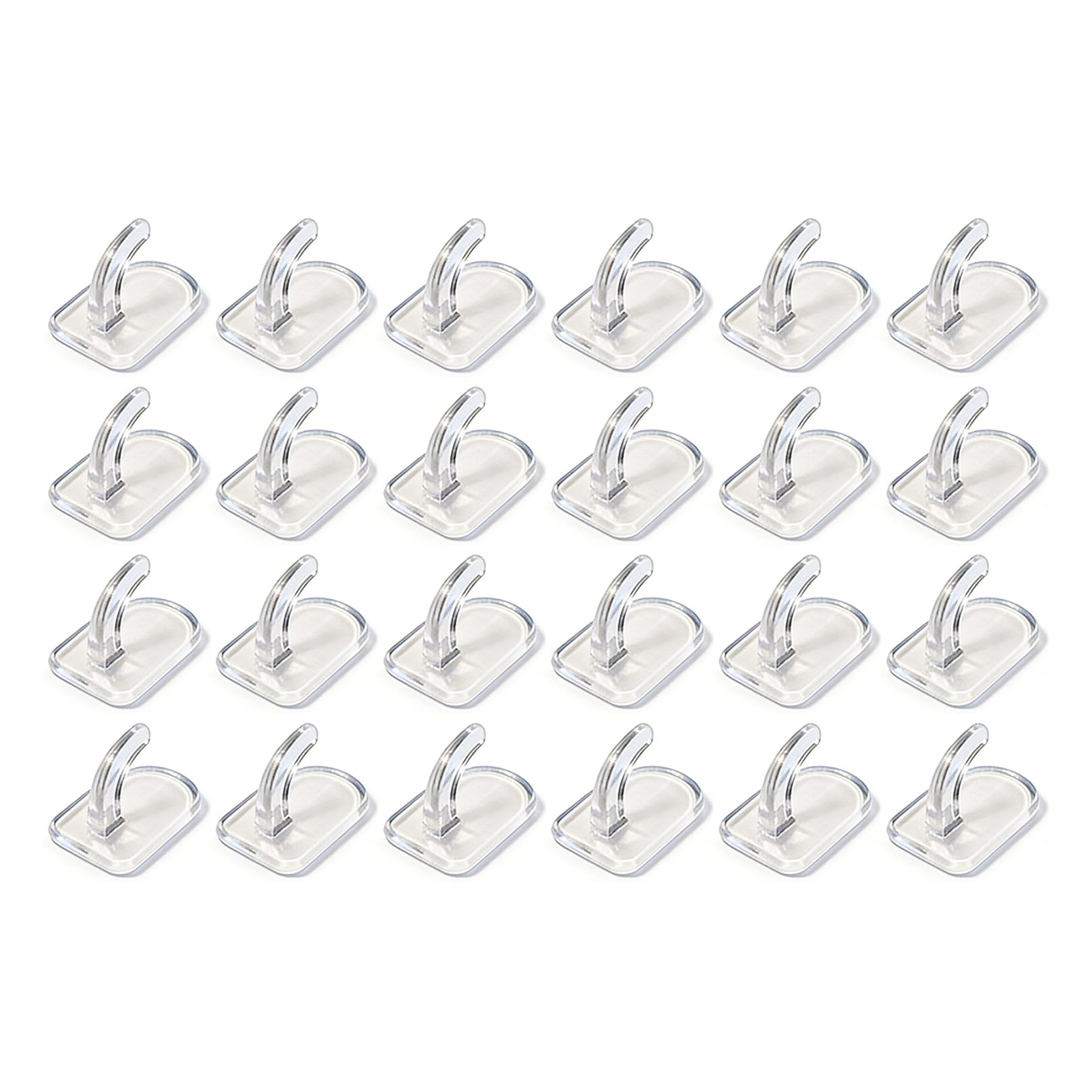 30 Pcs Sticky Hooks for Hanging, Clear Self Adhesive Plastic Hooks, Removable & No Damage Strong Wall Hooks for Kitchen, Bathroom, Door, Window - Transparent Mini Command Style Hooks