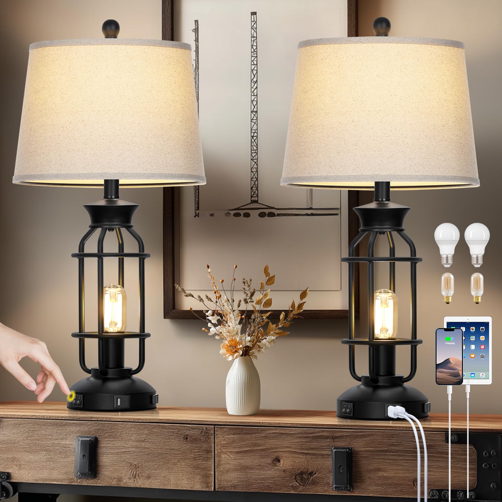 Lolikit 28" Vintage Table Lamps