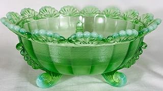 3 Footed Fruit Bowl - American Made - Mosser Glass (Green Opalescent)