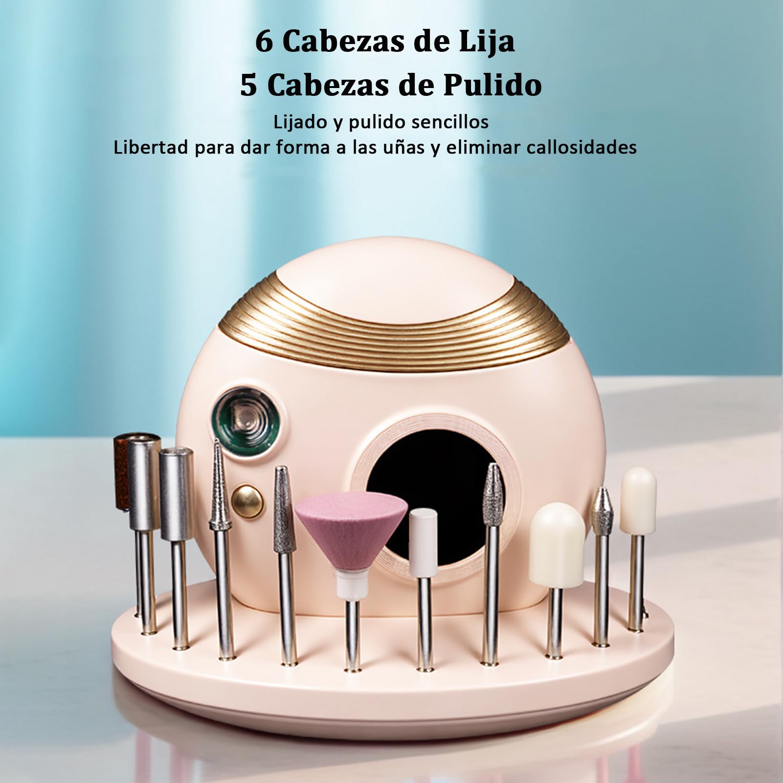 Bestauty Cortaúñas eléctrico con 11 cabezales de limado + luz de secado de uñas + protección anti-pellizcos, adecuado para bebés, niños, adultos y personas mayores (Rosa)