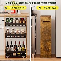 Vista 3 de TEAMIX 4 Tier Slim Storage Cart with Handle, Slide Out Storage Rolling Utility Cart Mobile Shelving Unit Organizer Trolley for Small Spaces Kitchen