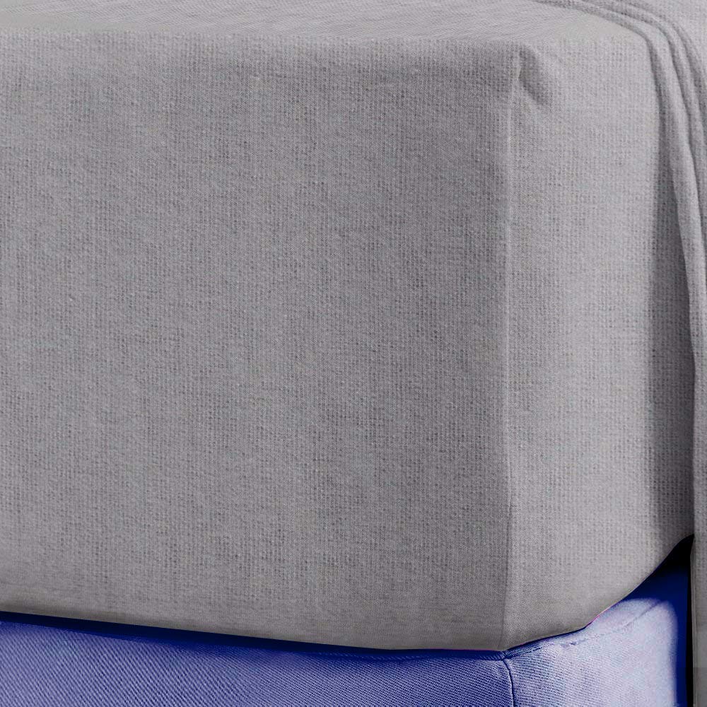 Sleep&Snuggle Grey 100% Brushed Cotton Thermal Flannelette Flat Sheet (, Single)