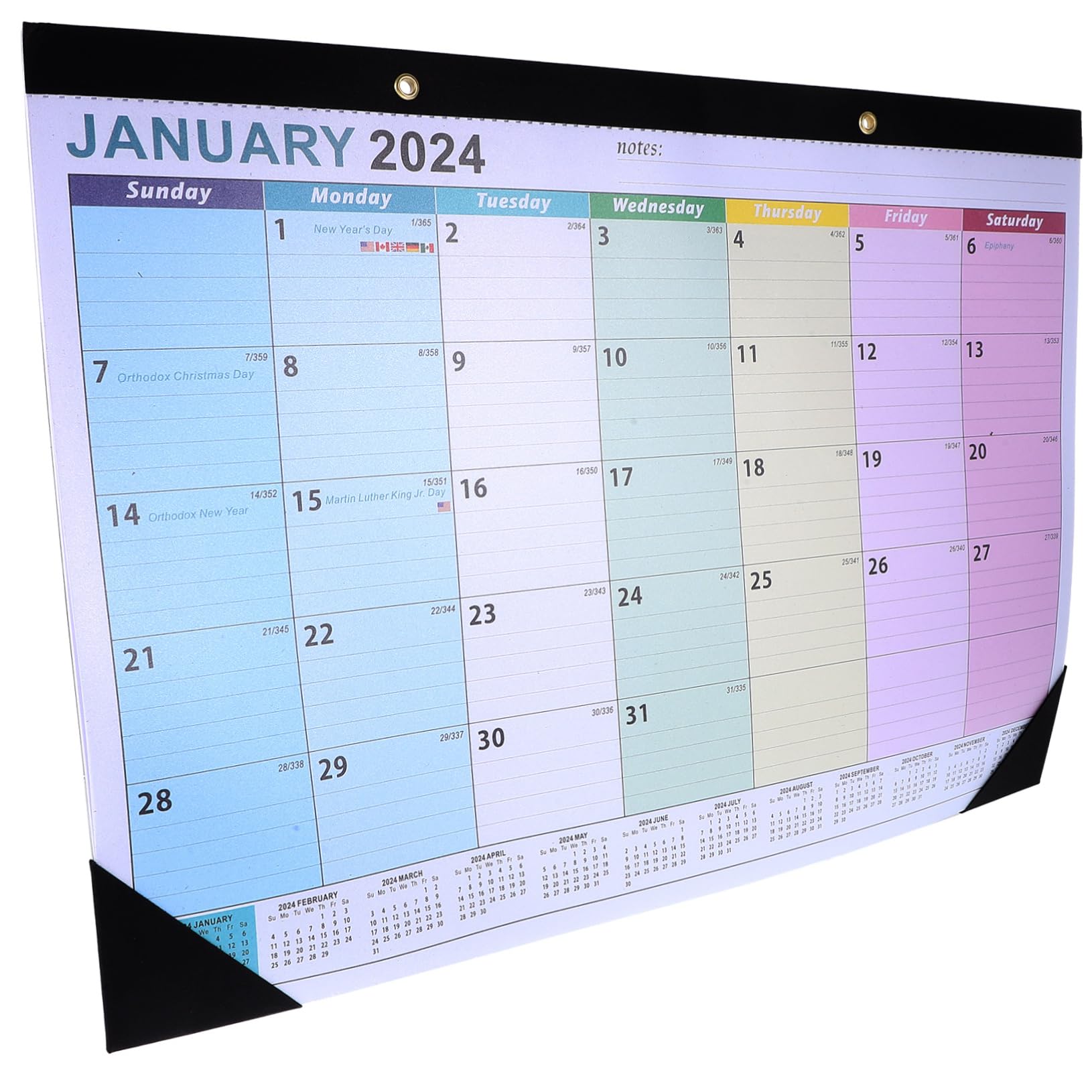 SEWACC 4 Piezas Calendario de pared 2024 calendario mensual de la calendario agenda ingles agenda personal calendarios de mesa calendario mensual para la oficina Papel