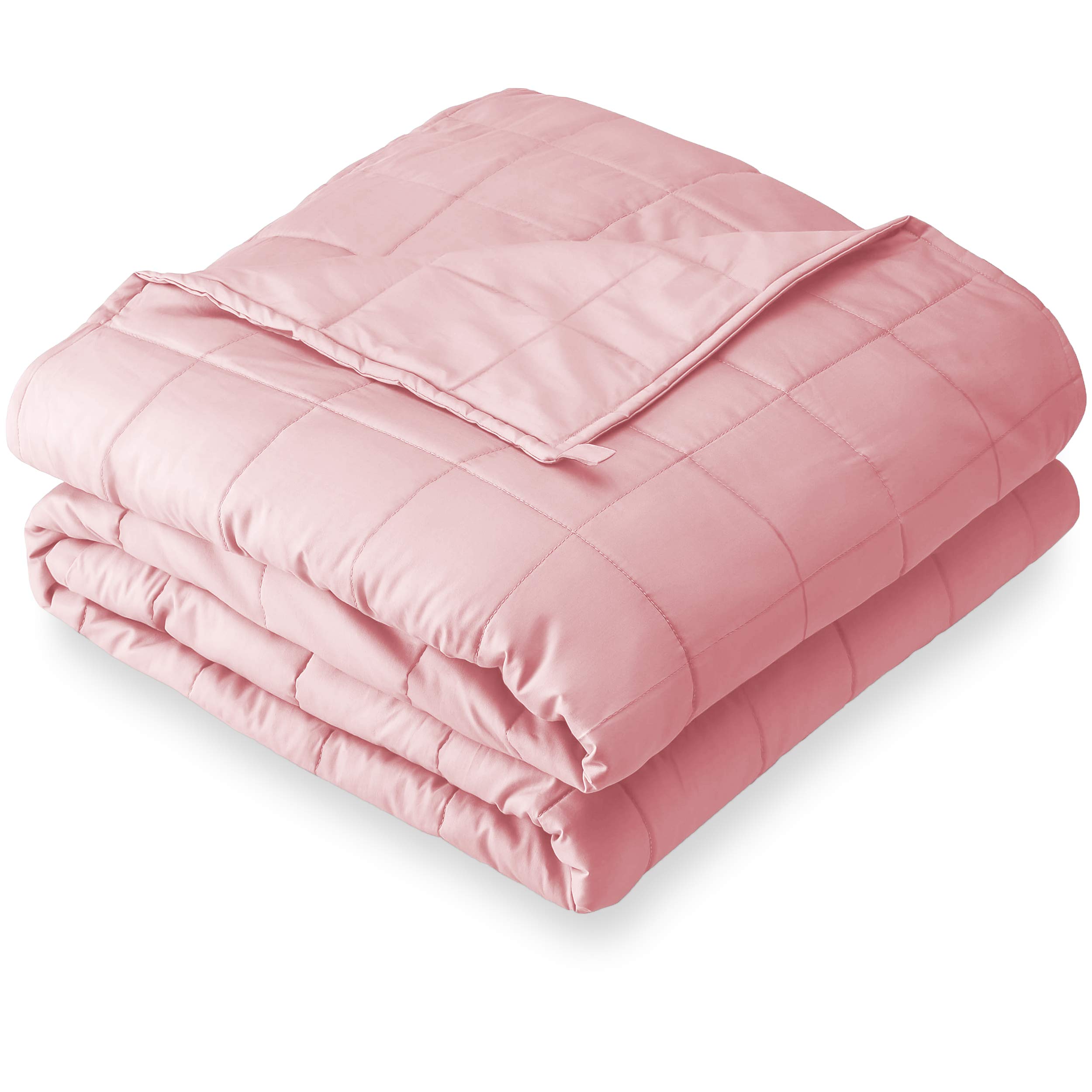 Bare Home Weighted Blanket Twin or Full Size 10lb (40" x 60") - All-Natural 100% Cotton - Premium Heavy Blanket Nontoxic Glass Beads (Light Pink, 40"x60")