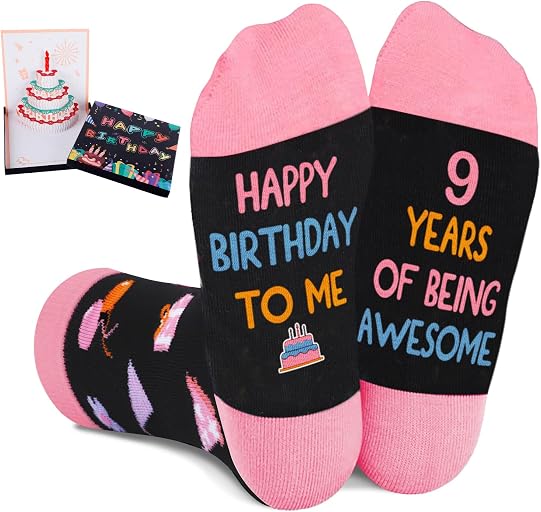 Juesly 5-22 Years Old Birthday Gifts for Girls - Socks for Girls with Pop up Birthday Card, Presents for 5-22 Year Old Grils