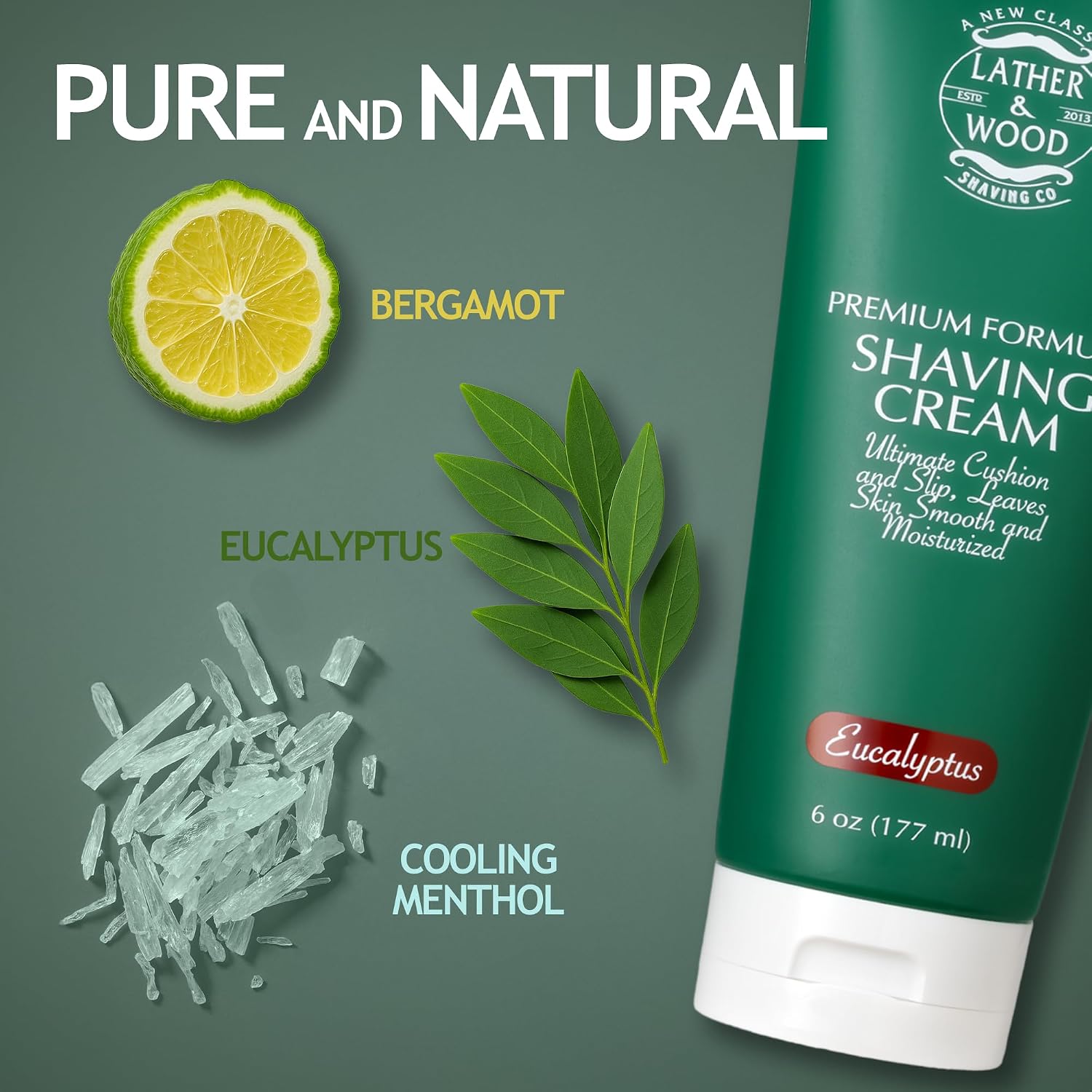 Mens Eucalyptus Shaving Cream – Cool, Refreshing Lather That Stops Razor Burn Cold – Premium Barbershop Quality Formula with Natural Ingredients, Smooth & Irritation-Free Shaves in Every Tube (6oz)