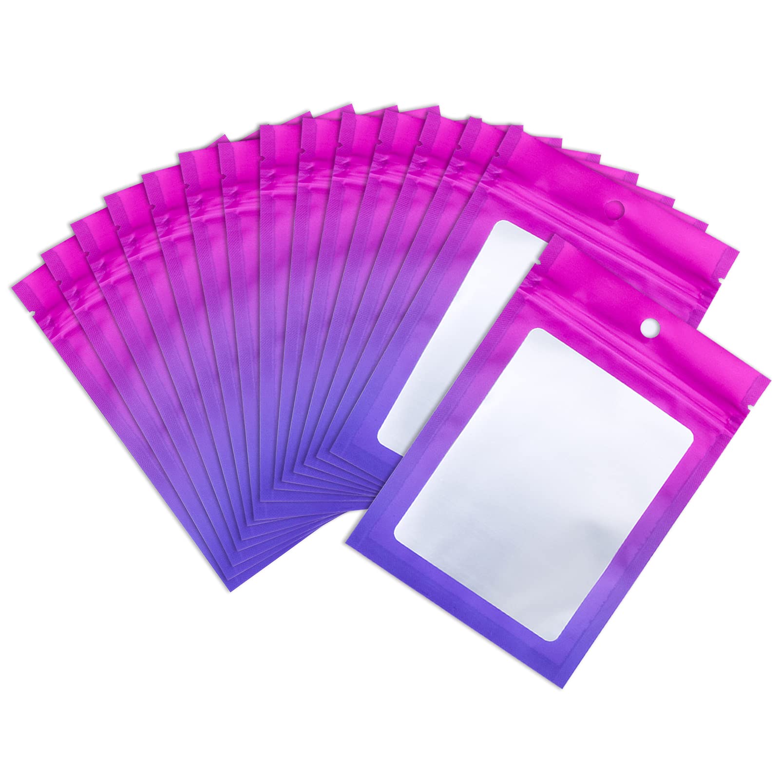 100 Pieces Mylar Bags, Resealable Smell Proof Bags with Ziplock and Clear Window, Aluminum Foil Pouch Bag for Candy Food Lip Gloss Packaging |flat|cute| (Purple, 4 x 6 Inch)