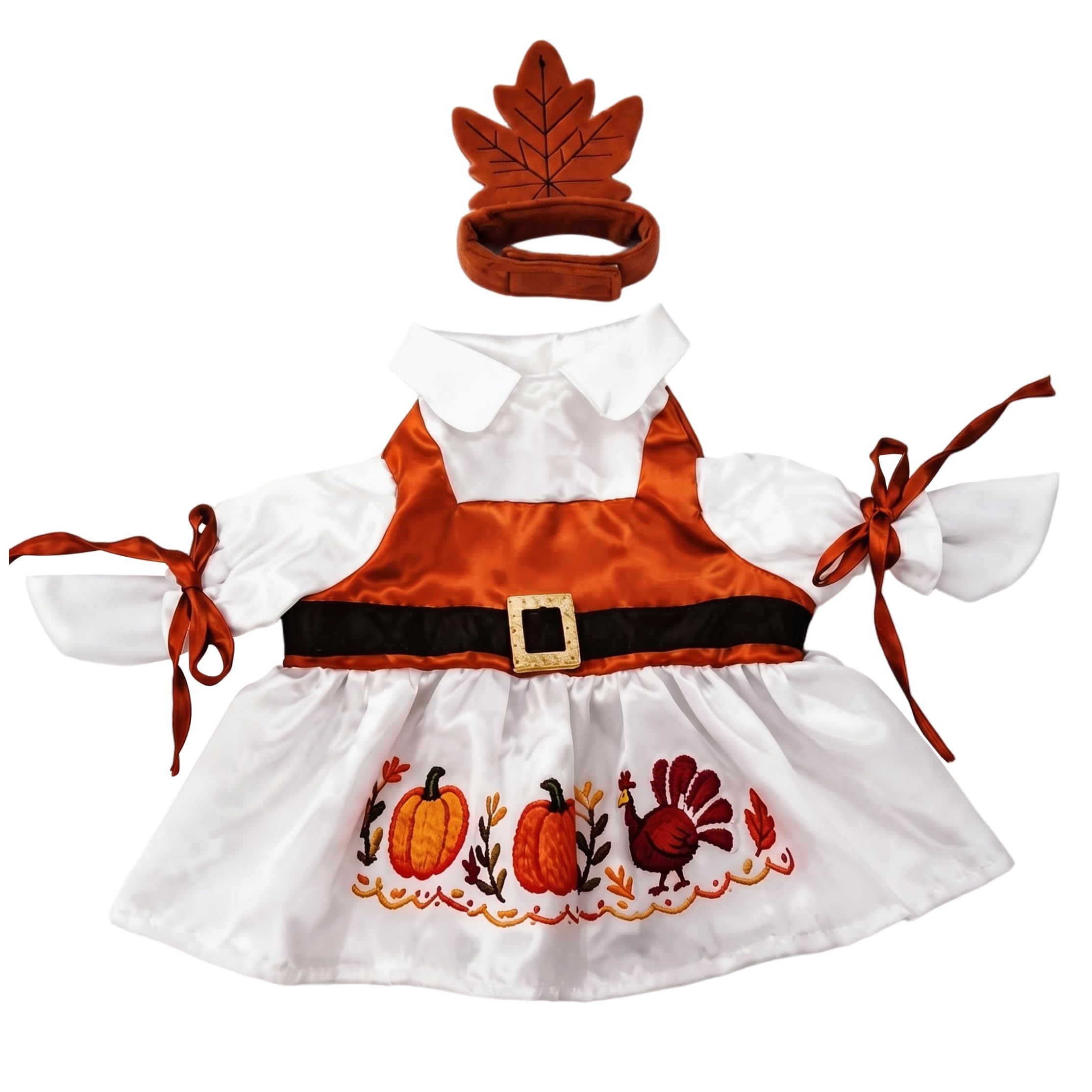 NASSMOSSE Porch Geese Outfits Fall, Thanksgiving Porch Geese Outfit for Autumn Yard, Patio Garden Decor, White