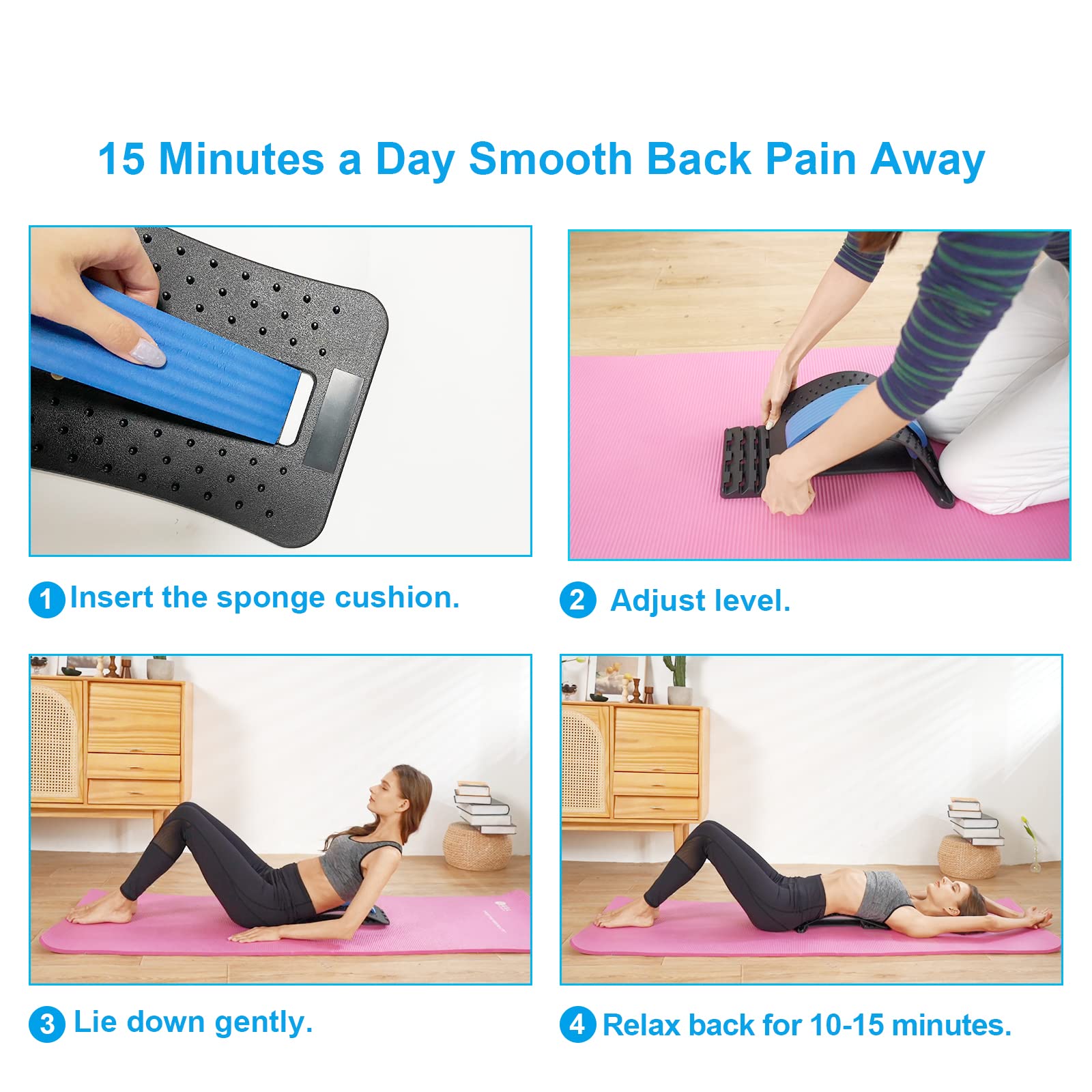 Back Stretcher, (4Levels)Back Cracker, Back Crack for Lumbar Back Pain