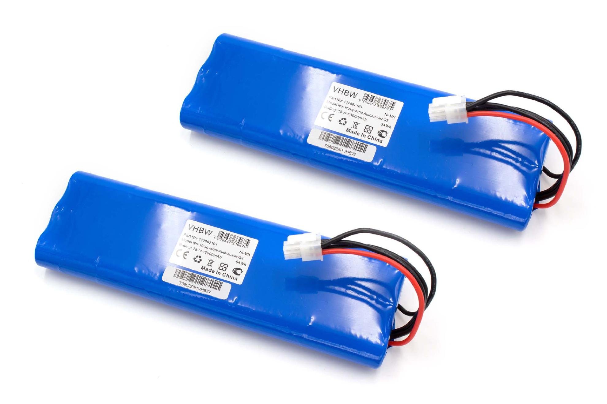 vhbw 2 x akumulator kompatybilny z Husqvarna Automower 210AC, 210C, 220AC, 230ACX, 260ACX, G2 (2004-2006), SH, Solar Hybrid robot koszący – (NiMH, 3000 mAh, 18 V)
