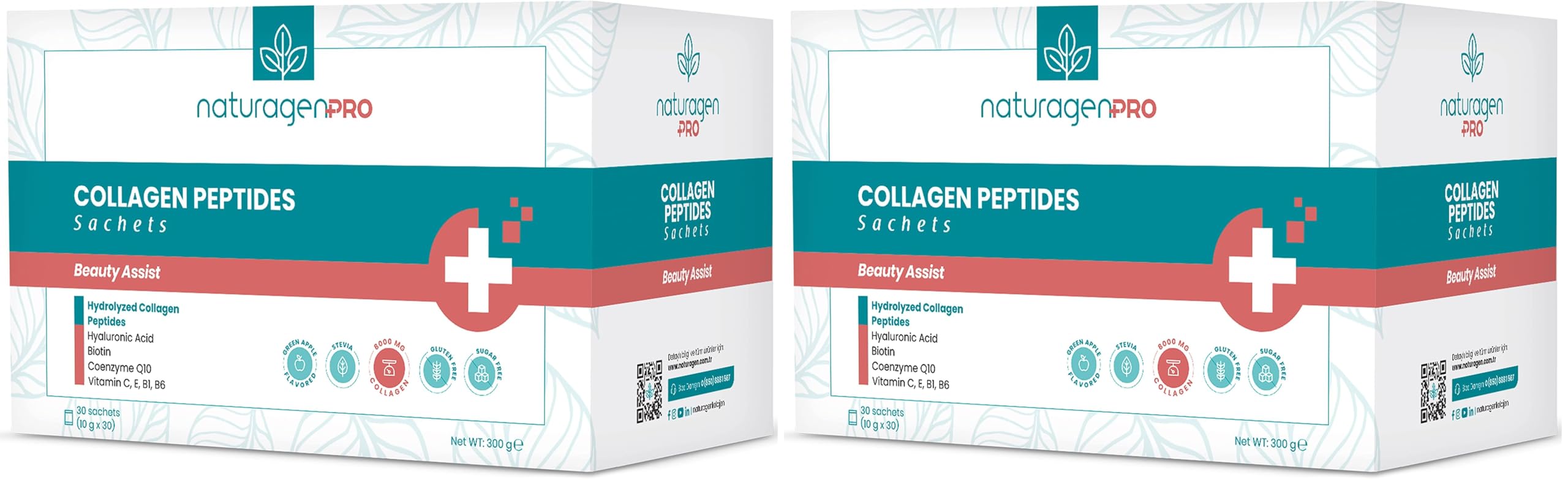 Naturagen Pro Collagen(Kolajen) Beauty 30'lu Saşe Yeşil Elma Aromalı (Tip 1&Tip3-8.000 mg Hidrolize Kolajen) (2 paketi)