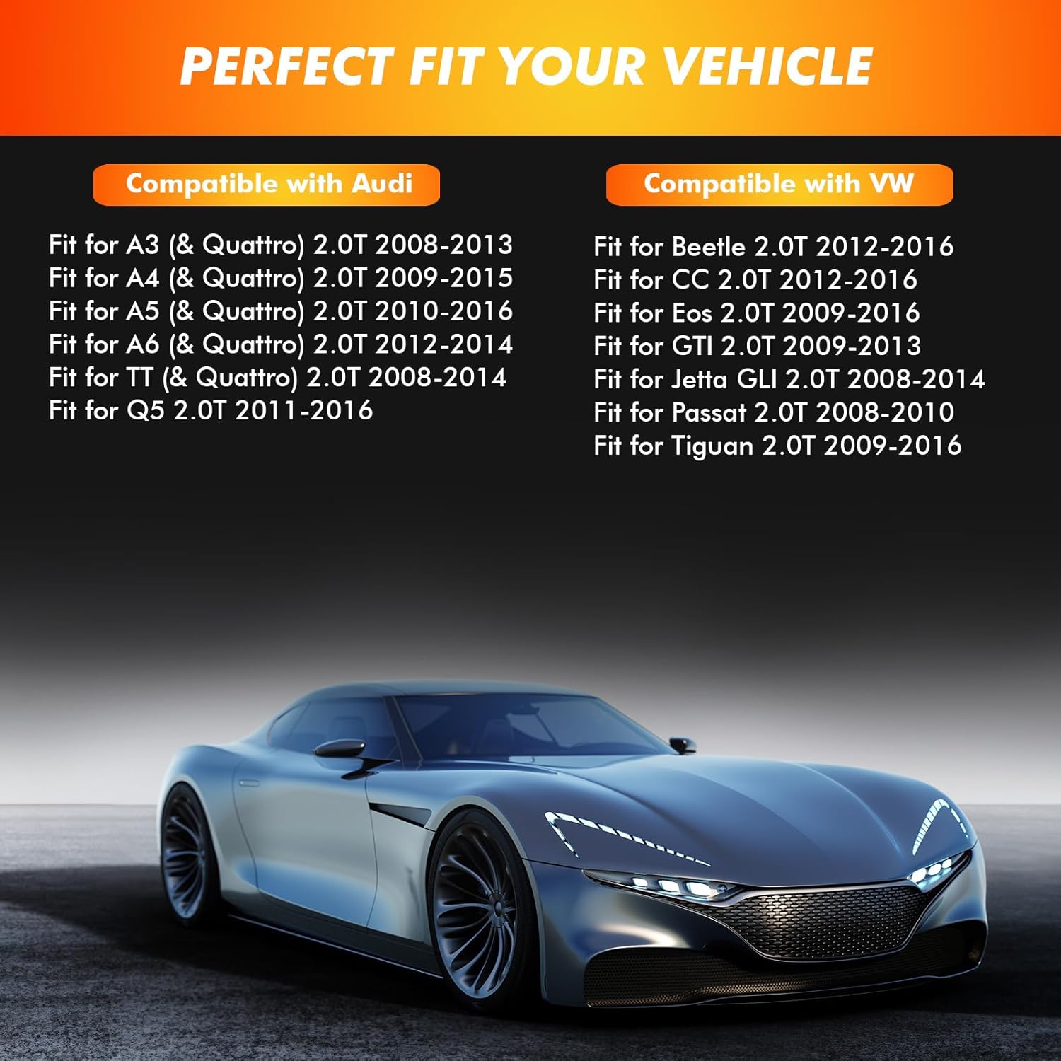 2008-2018 Fuel Injector Compatible for Audi 2008-2018 A3 A4 A5 A6 TT Q5 (& Quattro), for VW Beetle CC Eos GTI, for Jetta, for Passat, for Tiguan 2008-2017, 2.0T, Replace 06H906036G 06H906036P