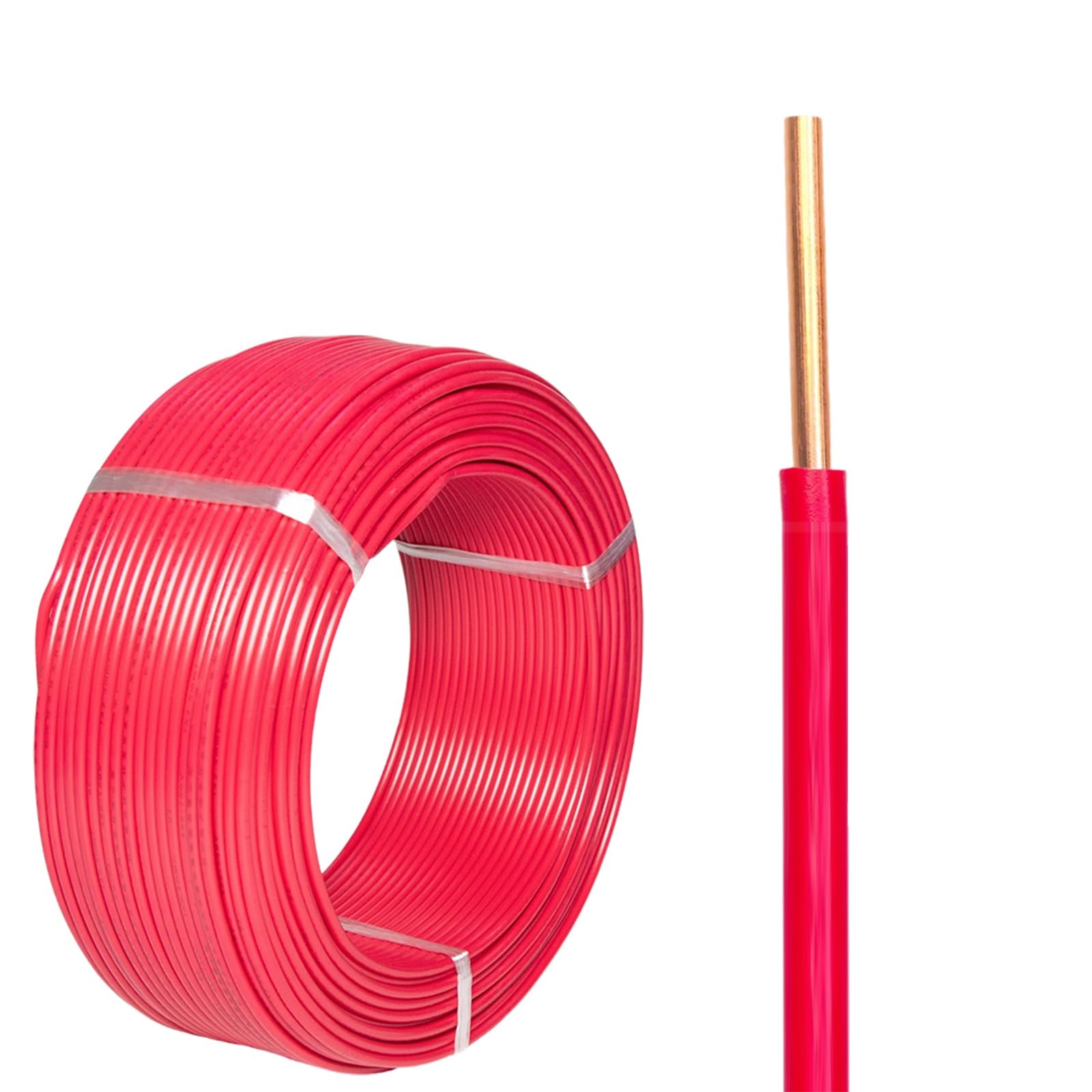 Fil De Cuivre Solide BV Bleu En Rouleau Complet De 320 Pieds,Câble Électrique Isolé En PVC À Noyau Unique 16/14/12/10 AWG,For Le Câblage Domestique(320f(1 roll),10AWG(6mm2)-red)