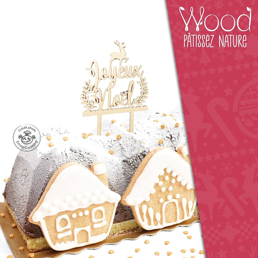 4 topper di legno per la torta Natale NOËL | Maisons du Monde