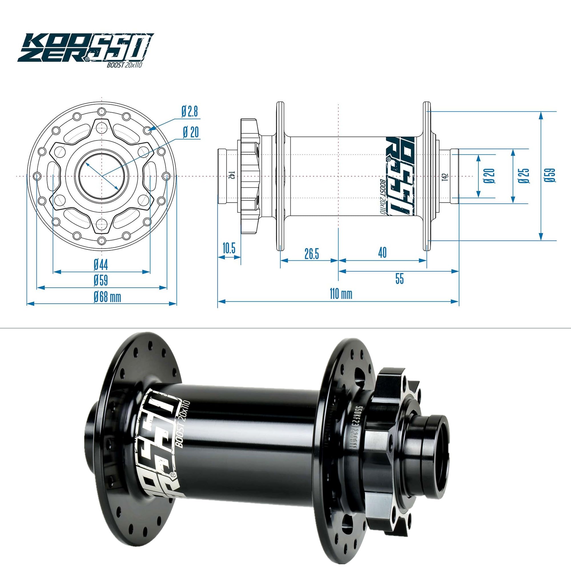 Amazon | BestParts Boost MTB フロントハブ 20x110mm 32穴 MTB