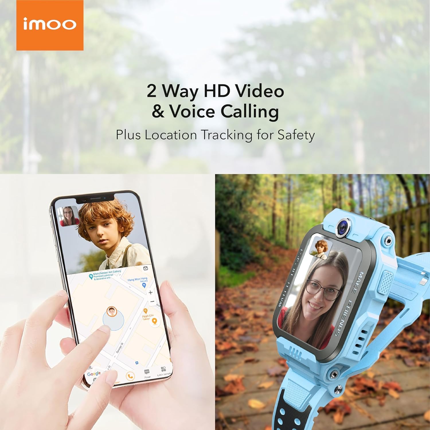 imoo Z7 Reloj Inteligente para Niños con Video Bidireccional, Llamada Telefónica, Localización GPS, Resistencia al Agua IPX8 (Azul)