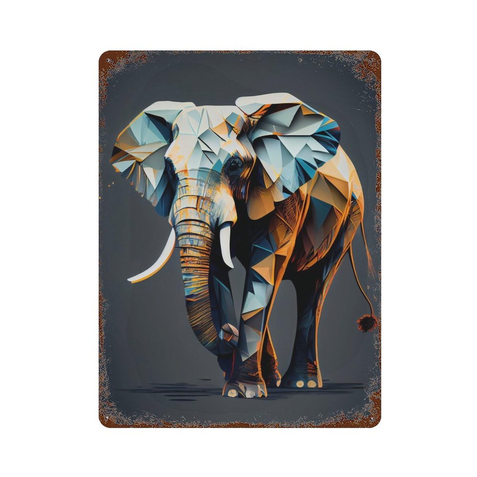 Elephant Abstract Decorative Tin Sign 15.7"x11.8", for Bistro, Counter And Cafe Decor, Retro Wall Decor