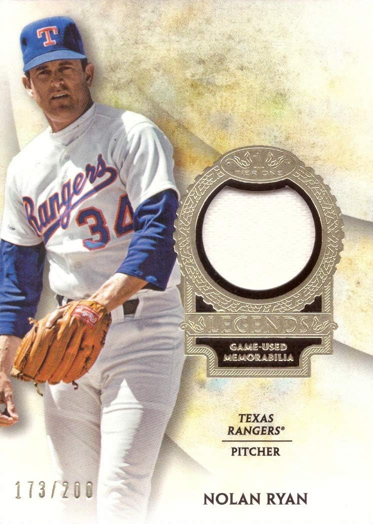 2017 Topps Tier One Relics Legends #T1RL-NR Nolan Ryan Game Worn Rangers Jersey Baseball Card - White Jersey Swatch - Only 200 made!
