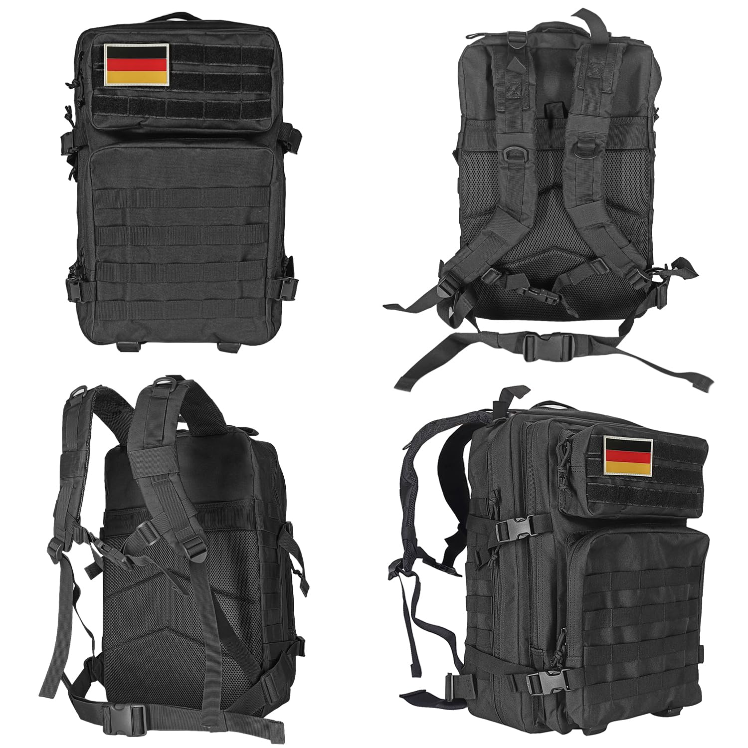 Oreunik Militär Rucksack Herren,45L Wasserdicht Taktischer Bundeswehr Rucksack Molle Rucksäcke Survival Backpack für Wandern im Freien Trekking Camping Wandern Angel Reise Arbeit (Schwarz)