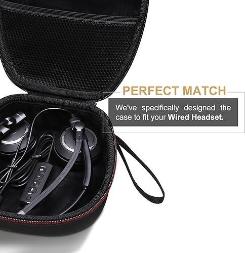 Miniatura 4 de Funda para auriculares compatible con Logitech H390, H430, H570e, Zone 300, Zone 301 o JLab Go Work, JIAMQISHI, auriculares EAGLEND, negro (solo