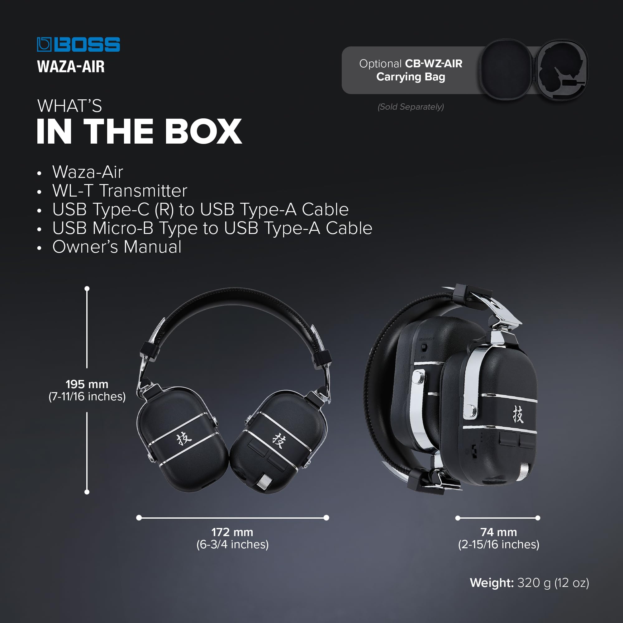 BOSS Système de Casque sans Fil pour Guitare WAZA-AIR, La Technologie de spatialisation évoluée BOSS et Le Gyroscope intégré procurent Un Son de pièce Naturel avec Ambiance 3D