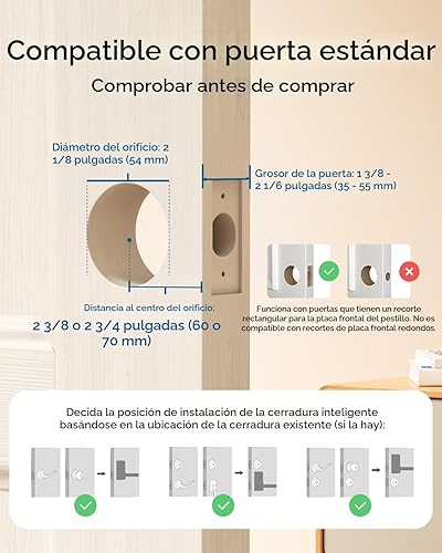 Miniatura 6 de eufy Smart Lock C33, cerradura de puerta con teclado con asa, perilla de puerta de huella digital, cerradura de puerta de entrada sin llave para