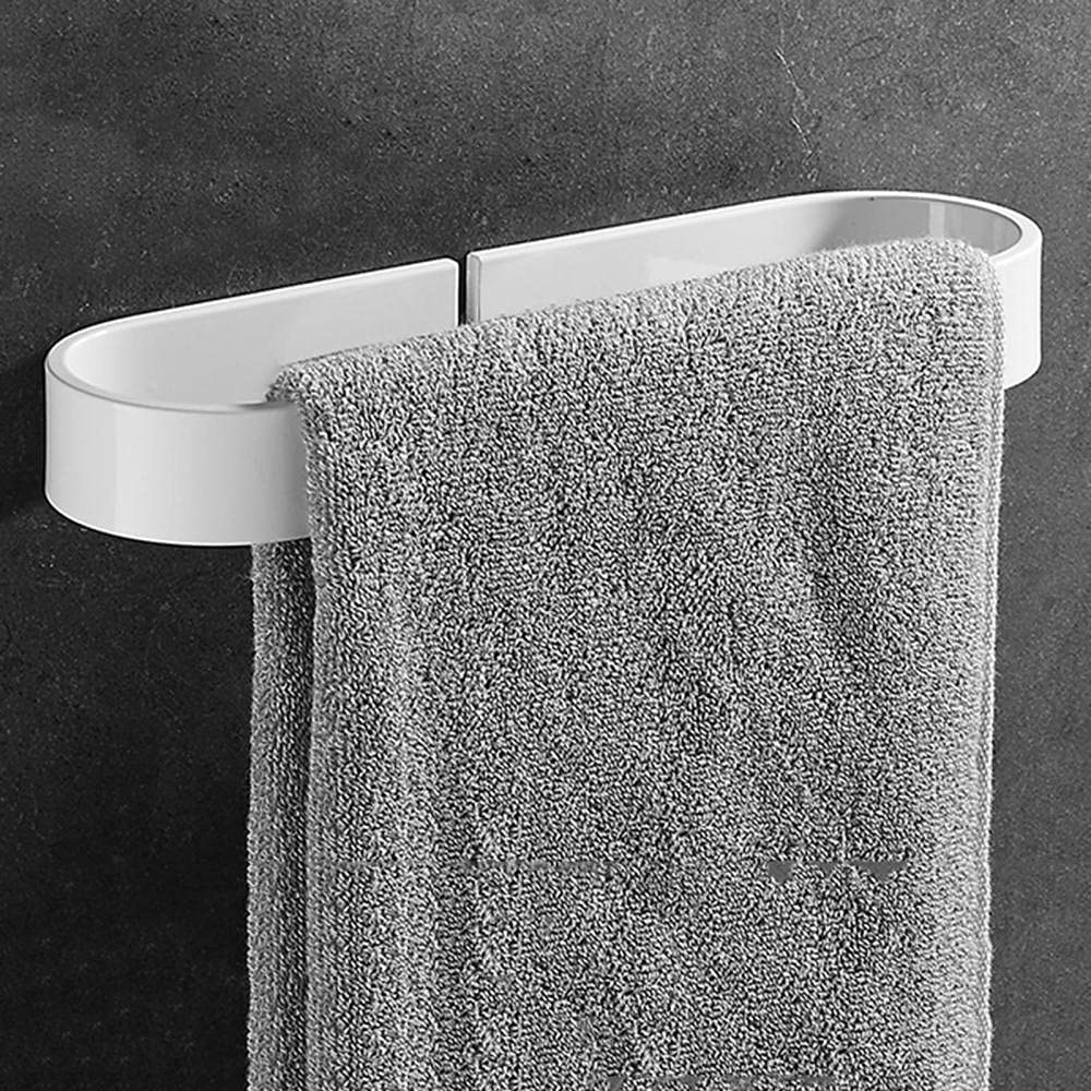 Porte-serviettes sans perçage blanc JCAKES support mural adhésif aluminium salle de bain 30cm