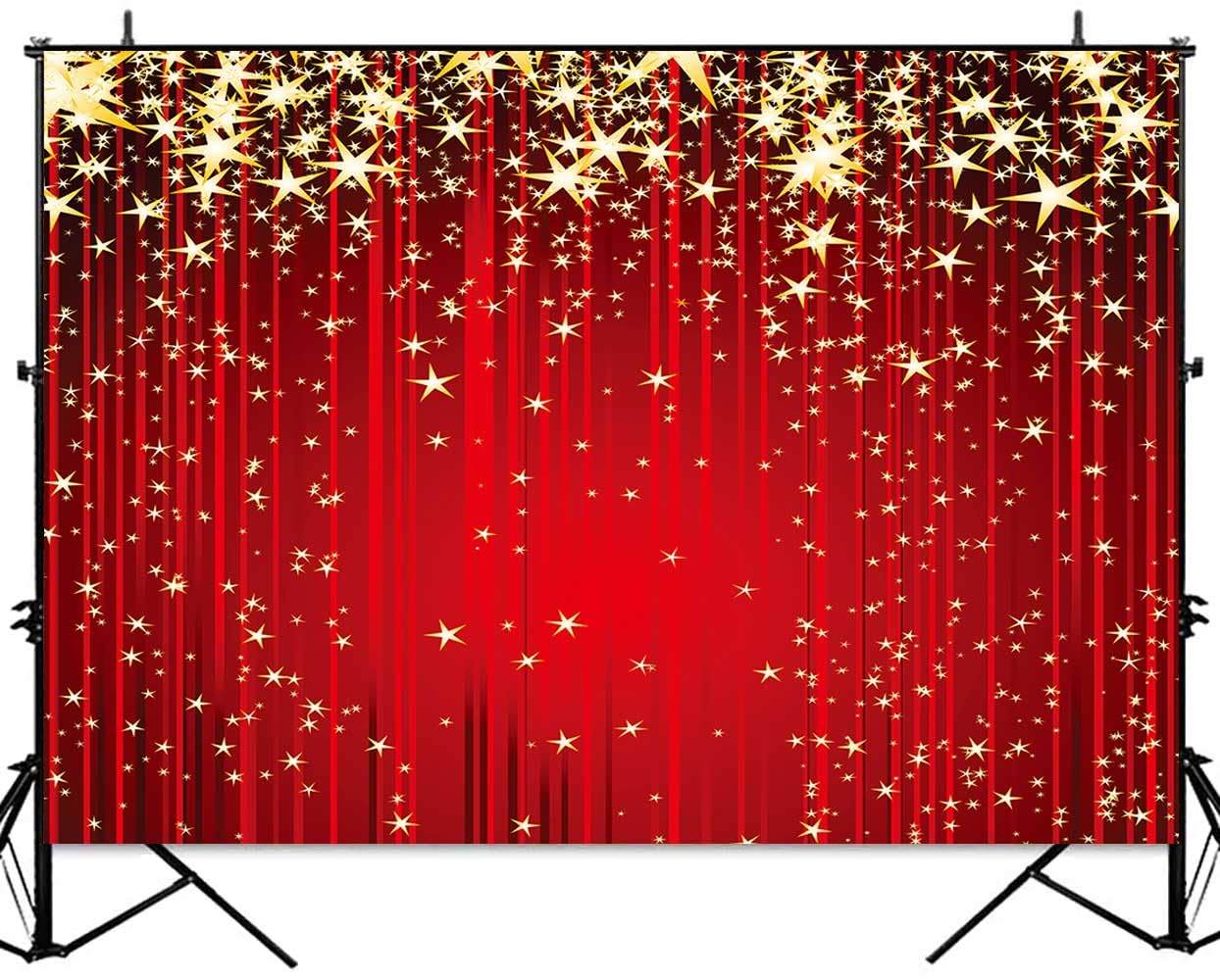 Sensfun Roter Vorhang, goldener Sternenhintergrund, roter Teppich, glitzernde Sterne, Weihnachten, Urlaub, Fotografie, Hintergrund, VIP, Hollywood, Party, Hochzeit, Geburtstag, Dekorationen, Banner,