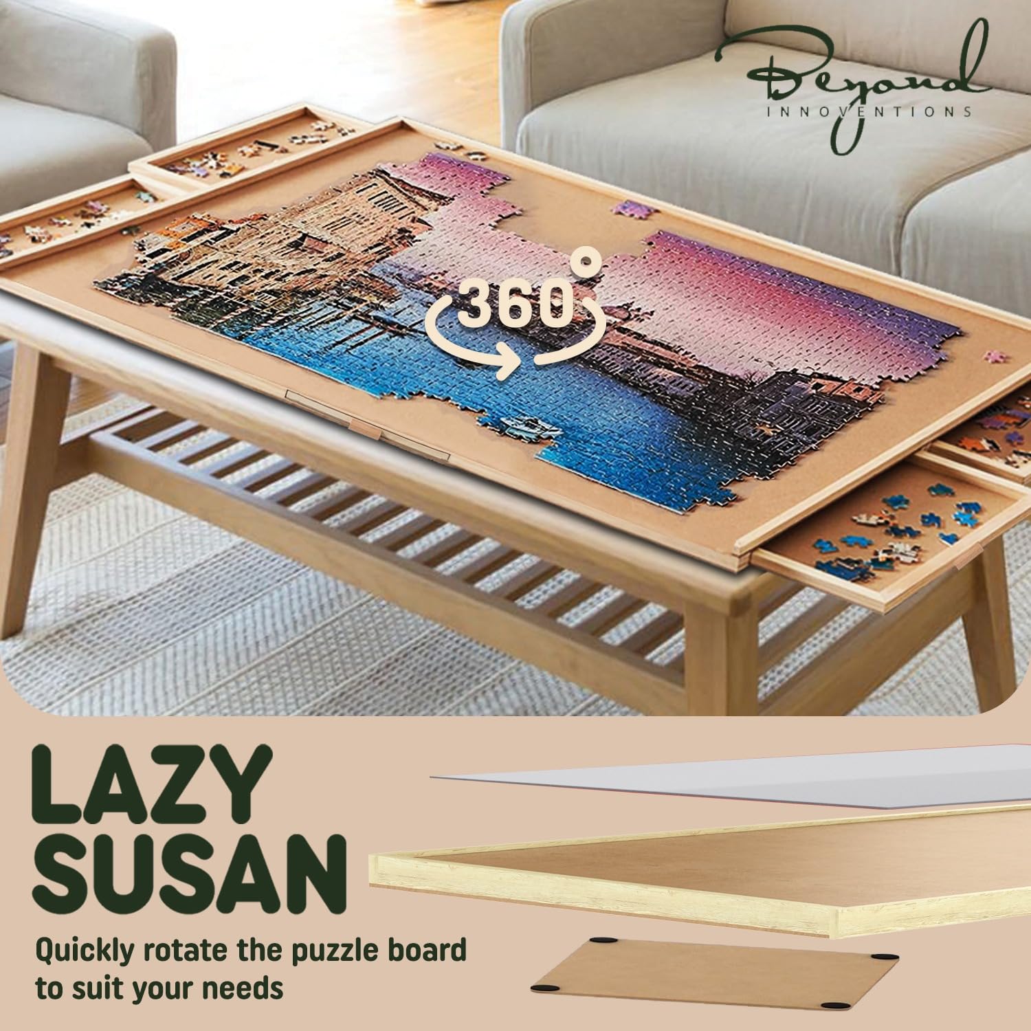 Snapklik.com : 1500 Piece Wooden Jigsaw Puzzle Board - 6 Drawers ...