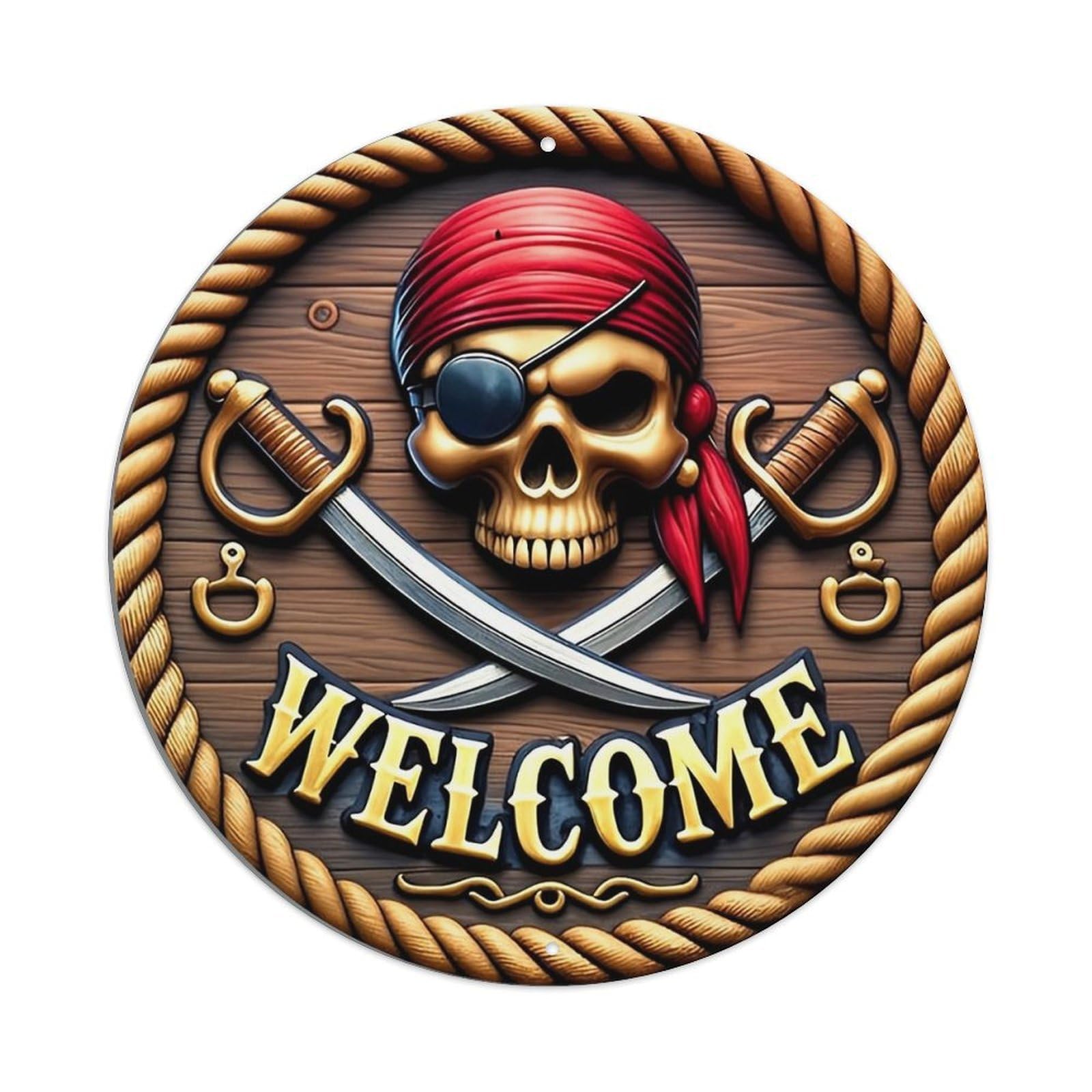 Jdyansheng Vintage Pirate Skull Welcome Sign Design_1 Tin Sign Metal Poster Metal Signs For Home Man Cave Bar Cafe Kitchen Laundry Room Wall Decorations 8X8 Inches