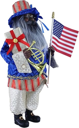 Miniatura 2 de Rojo, Blanco y Azul Americana Celebración Étnico Afroamericano Santa 16 "Pulgadas Santa Claus Figura De Pie Figura Decoración 163060A