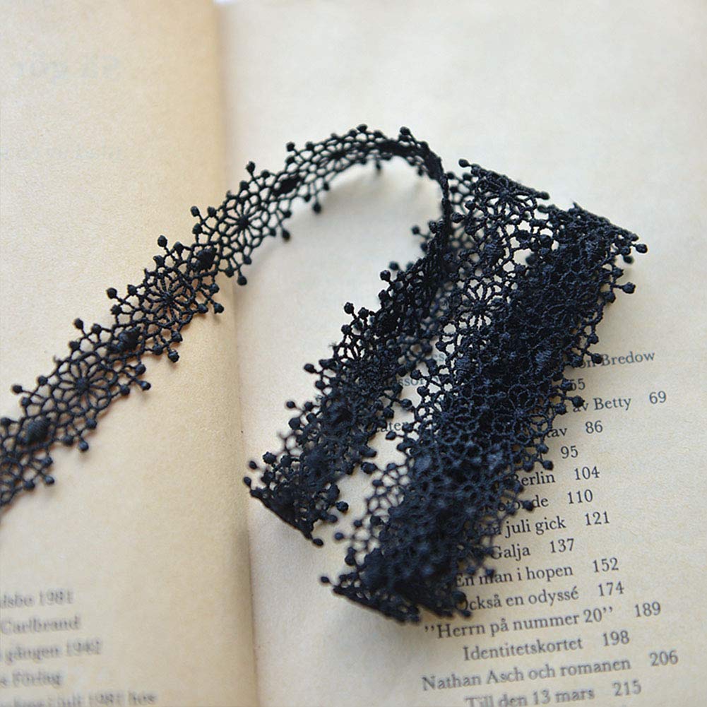 DAHI 15 Yard Black Lace Ribbon Lace Trim Ribbon Vintage Pattern Ribbons Perfect for Crafting,Wedding,Gift Wrapping,Bow Making(Black-C) - Image 2