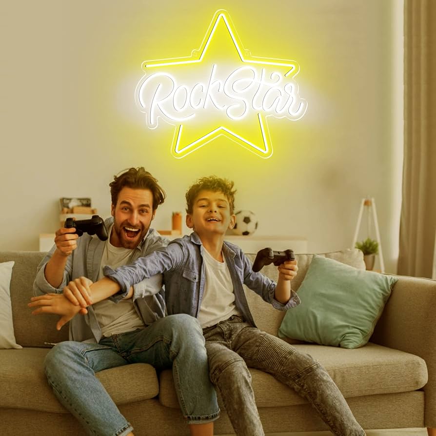 ミュージシャン Logo Room Light Rockstar Neon Sign for Wall Decoration, Large Music LED