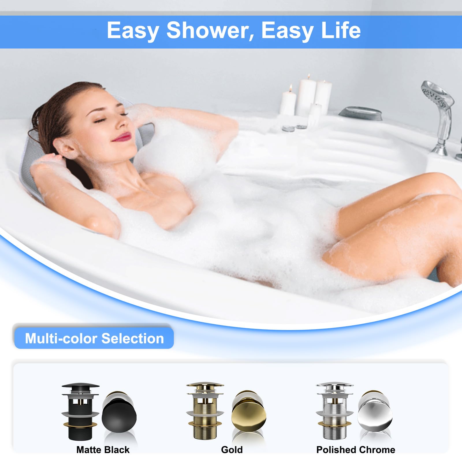 Desagüe desplegable para bañera independiente, kit de tapón de drenaje de bañera independiente para desagües de bañera con desbordamiento, certificación CUPC (cromo)