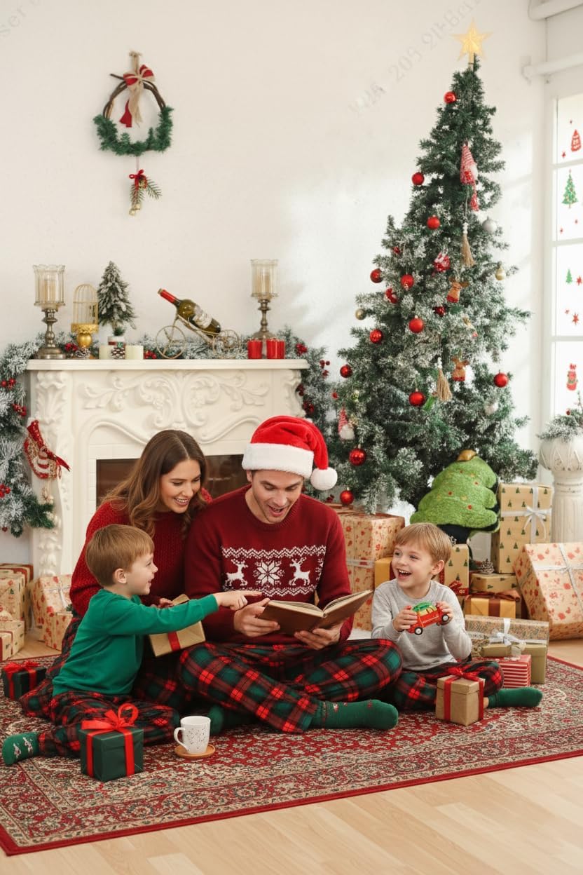 Mens Christmas Pajamas Pants Plaid Flannel Pjs Bottom with Pockets M-XXL - Image 2