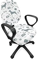 Vista 19 de Ambesonne - Funda para silla de oficina en acuarela, pinceladas abstractas con diseño de lunares, patrón geométrico grunge, fondo moteado, tela